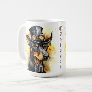 Dobermann Pinscher Steampunk-Hund Kaffeetasse