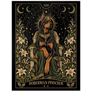 Dobermann Pinscher, Sternen-Tarot-Kunst Postkarte