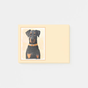 Dobermann Pinscher Ungestutzt Gemälde Original Kun Post-it Klebezettel