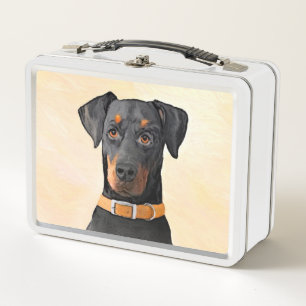 Dobermann Pinscher Ungestutzt Malerei Original Kun Metall Brotdose