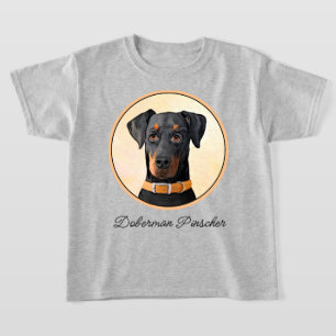 Dobermann Pinscher Ungestutzt Malerei Original Kun T-Shirt