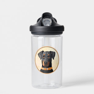 Dobermann Pinscher Ungestutzt Malerei Original Kun Trinkflasche