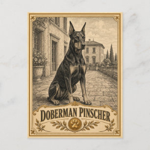 Dobermann Pinscher, Vintage Heritage Hund Postkarte