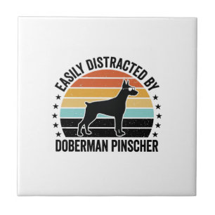 Dobermann Pinscher Vintage-Sonnenuntergang Grafik Fliese