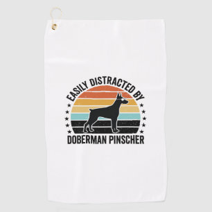 Dobermann Pinscher Vintage-Sonnenuntergang Grafik Golfhandtuch