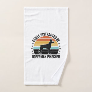Dobermann Pinscher Vintage-Sonnenuntergang Grafik Handtuch