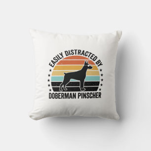 Dobermann Pinscher Vintage-Sonnenuntergang Grafik Kissen