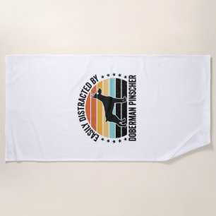 Dobermann Pinscher Vintage-Sonnenuntergang Grafik Strandtuch