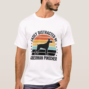Dobermann Pinscher Vintage-Sonnenuntergang Grafik  T-Shirt