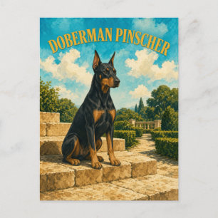 Dobermann Pinscher, Vintage Wasserfarben-Hundekuns Postkarte