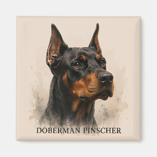 Dobermann Pinscher Wachhund-Porträt Magnet