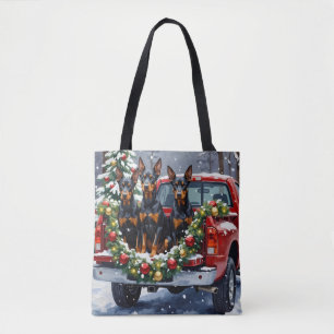 Dobermann Pinscher Weihnachten Rotes Lastwagen Fer