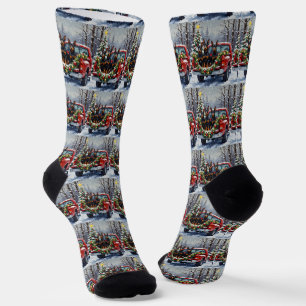 Dobermann Pinscher Weihnachten Rotes Lastwagen Fer Socken