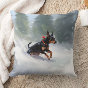 Dobermann Pinscher Weihnachten Schnee Winter Kissen