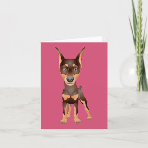 Dobermann Pinscher Welpen-Hund Leer Rosa Notizkart Karte