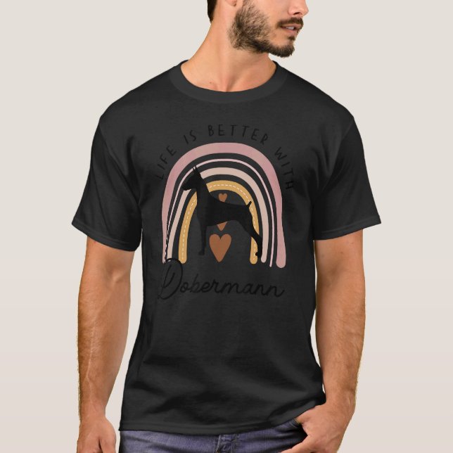 Dobermann Rainbow Dog Mama T-Shirt (Vorderseite)