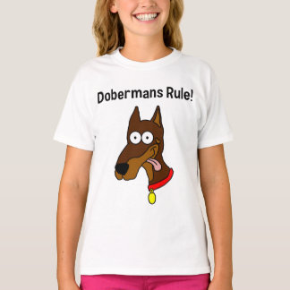"Dobermann-Regel!" Roter Dobermann-Mädchen-Wecker T-Shirt