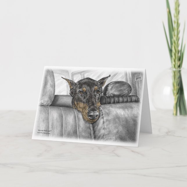 Dobermann-Reiten im Auto Karte (Vorderseite)