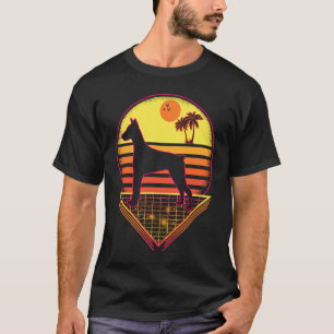 Dobermann Retro Sonnenuntergang Vintage Hund T-Shirt