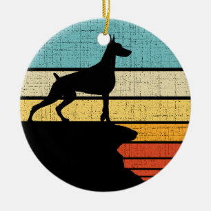 Dobermann Retro Vintag 60er 70er Dog Welpen Eigent Keramik Ornament