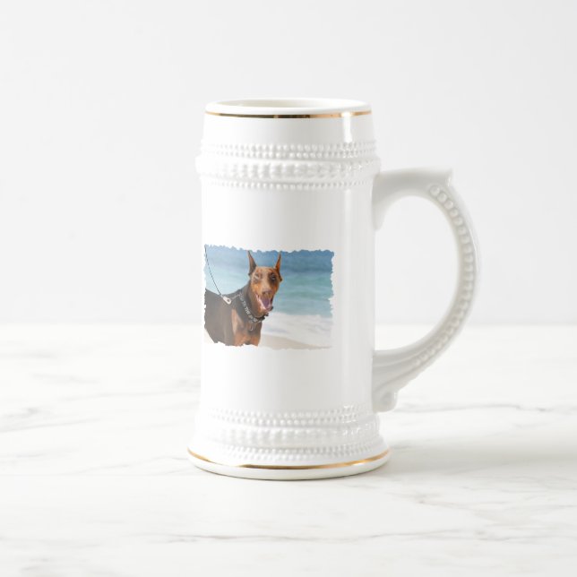Dobermann - Rot - Sand in meinen Augen Bierglas (Rechts)