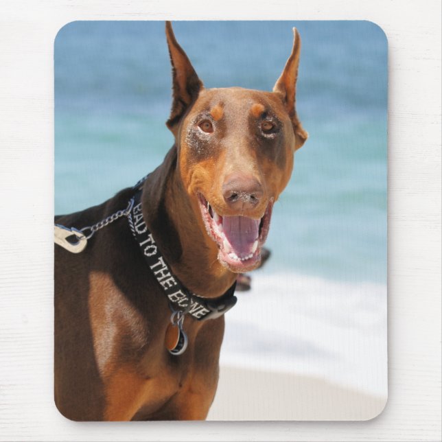 Dobermann - Rot - Schlechtes zum Knochen Mousepad (Vorne)