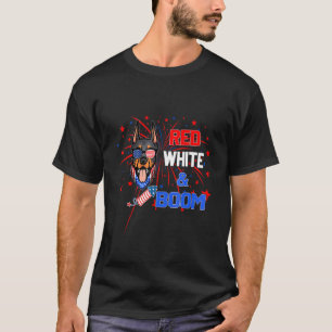 Dobermann Rot Weiß Boom 4. Juli T-Shirt