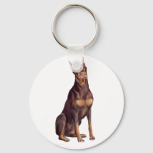 Dobermann (roter Sitz) Schlüsselanhänger