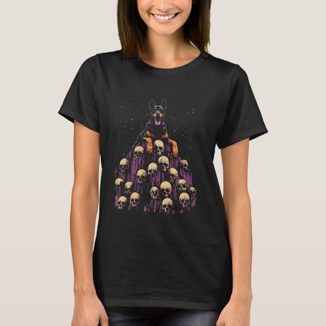 Dobermann Skelett Hund Goth T-Shirt (Vorderseite)