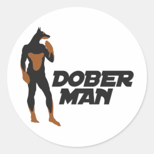 Dobermann-Superheld 2 Runder Aufkleber