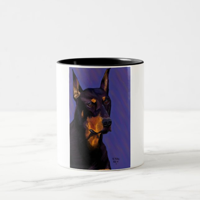 Dobermann-Tasse Zweifarbige Tasse (Mittel)
