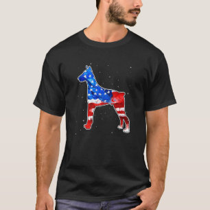 Dobermann Tie Dye Amerikanische Flagge Patriotisch T-Shirt