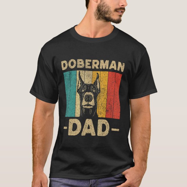 Dobermann Vater Retro Dobermann Pinscher T-Shirt (Vorderseite)