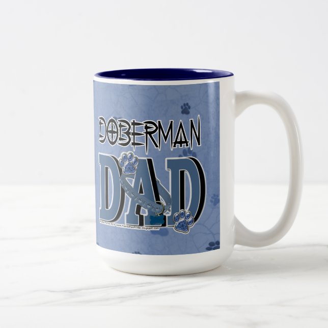Dobermann VATER Zweifarbige Tasse (Rechts)