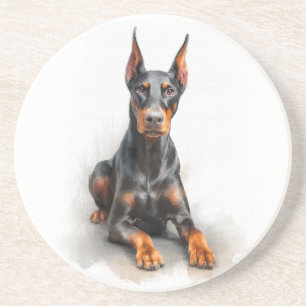 Dobermann-Wasserfarbenkunst Getränkeuntersetzer