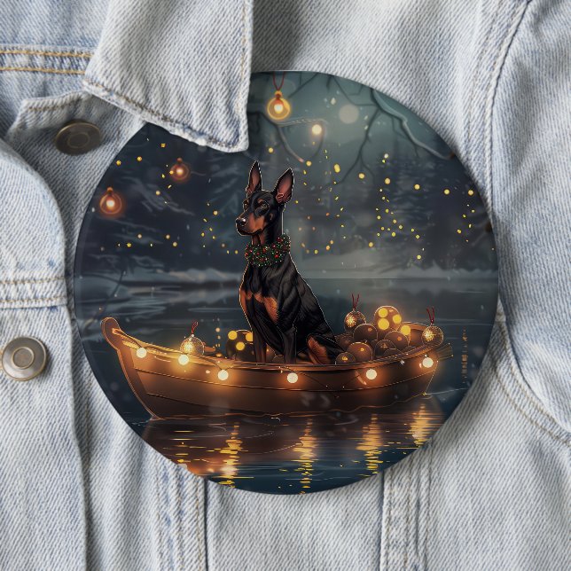 Dobermann-Weihnachtsfest-Reise Button (Beispiel)