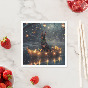 Dobermann Weihnachtsfest Reise Serviette