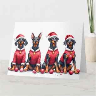 Dobermann-Weihnachtskleid Santa Hut Karte