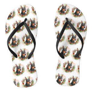 Dobermann-Weihnachtskranz Festlicher Hund Flip Flops