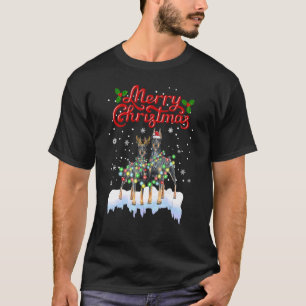 Dobermann Weihnachtslichter passende Familie Xmas T-Shirt