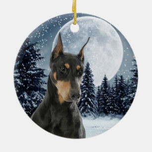 Dobermann-Weihnachtsverzierung Keramikornament