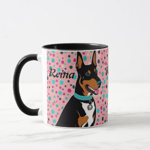 Dobermann Welppy Add Name Niedlich in Pink und Sch Tasse