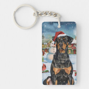 Dobermann Winter Wonderland Weihnachtsfreude  Schlüsselanhänger