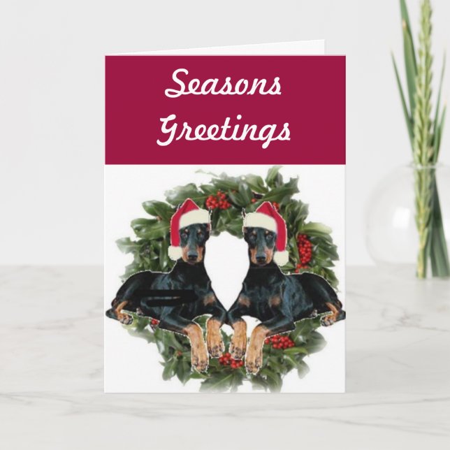 Dobermannpinscher-Feiertags-Karte Feiertagskarte (Vorderseite)