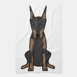 Dobermannpinscher-HundeCartoon Geschirrtuch