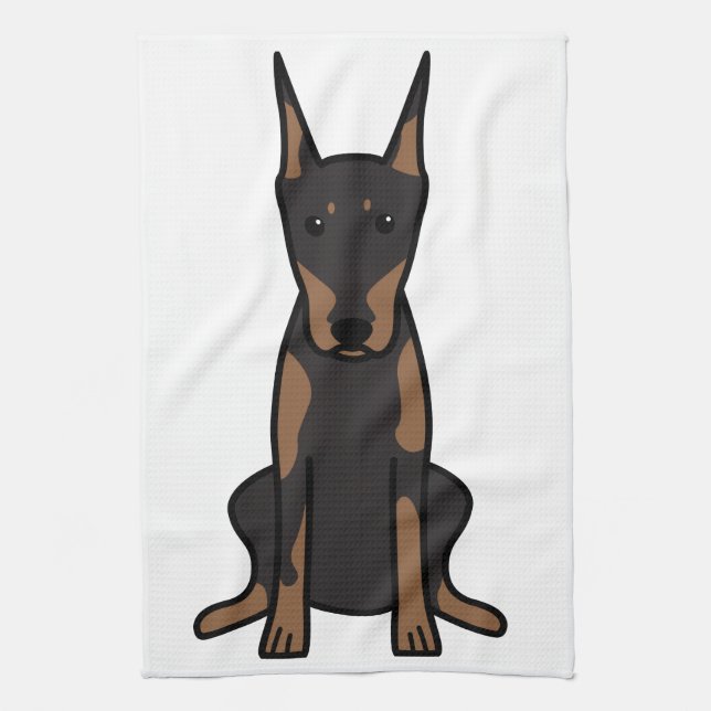 Dobermannpinscher-HundeCartoon Geschirrtuch (Vertikal)