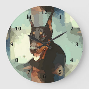 Dobermannpinscher-Porträt Große Wanduhr