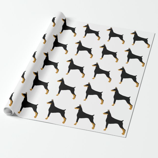 DobermannPinscher schwarzes und tan silo.png Geschenkpapier (Ungerollt)