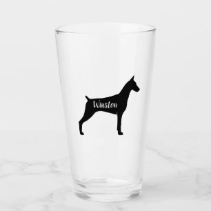 Dobermannpinscher-Silhouette Dobe Hundegewohnheit Glas
