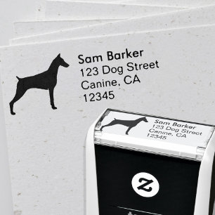Dobermannpinscher-Silhouette-Rücksendeadresse Permastempel